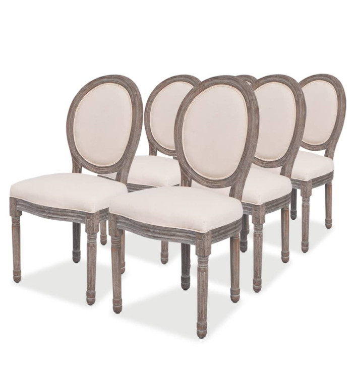 Chaises à manger lot de 6 crème tissu | Mobilier & Déco
