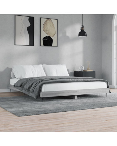 Cadre de lit sans matelas sonoma gris 160x200cm bois ingénierie | Mobilier & Déco