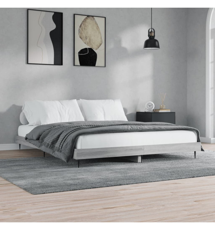 Cadre de lit sans matelas sonoma gris 160x200cm bois ingénierie | Mobilier & Déco