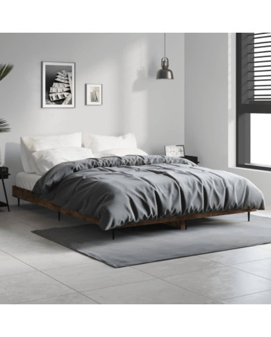 Cadre de lit sans matelas chêne fumé 140x190 cm bois ingénierie | Mobilier & Déco