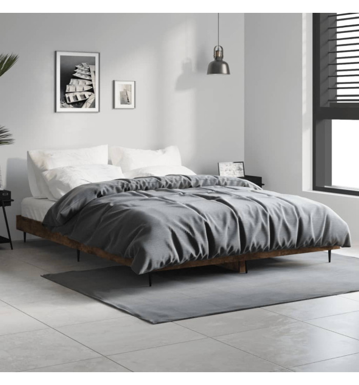 Cadre de lit sans matelas chêne fumé 140x190 cm bois ingénierie | Mobilier & Déco