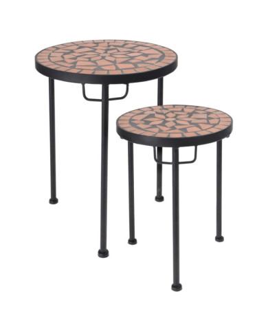 ProGarden Ensemble de tables d'appoint 2 pcs avec dessus en mosaïque | Mobilier & Déco