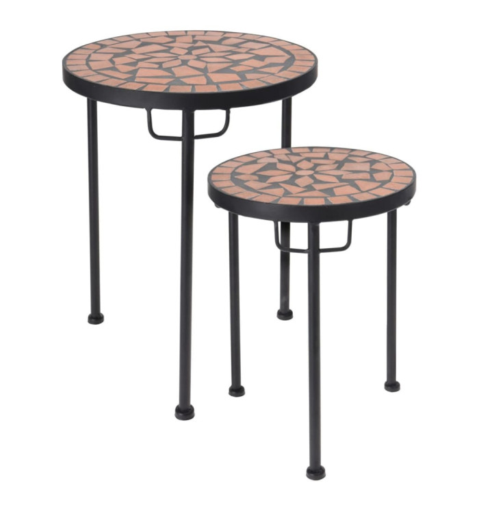 ProGarden Ensemble de tables d'appoint 2 pcs avec dessus en mosaïque | Mobilier & Déco