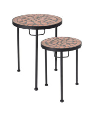 ProGarden Ensemble de tables d'appoint 2 pcs avec dessus en mosaïque | Mobilier & Déco