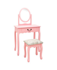 Coiffeuse et tabouret Rose 65x36x128 cm Bois de paulownia MDF | Mobilier & Déco