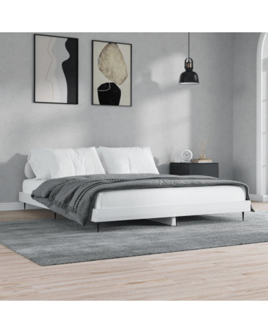 Cadre de lit sans matelas blanc brillant 180x200 cm | Mobilier & Déco