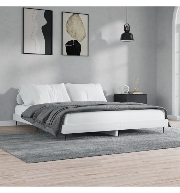 Cadre de lit sans matelas blanc brillant 180x200 cm | Mobilier & Déco