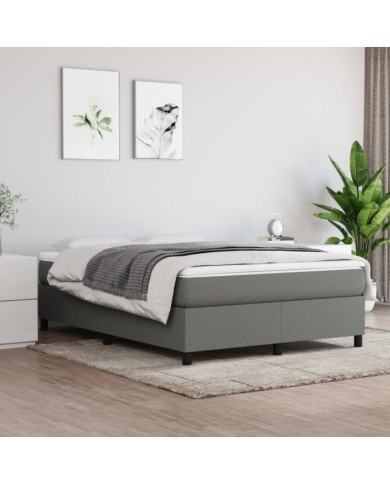 Sommier à lattes de lit avec matelas Gris foncé 140x190cm Tissu | Mobilier & Déco