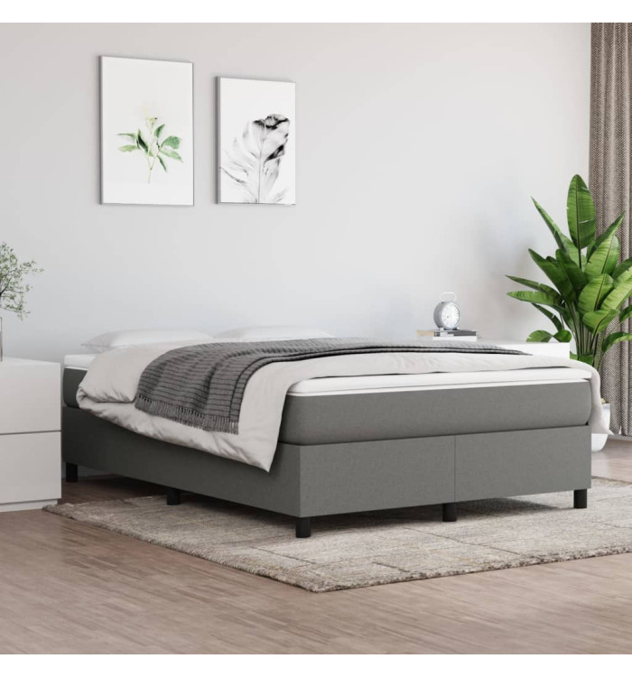 Sommier à lattes de lit avec matelas Gris foncé 140x190cm Tissu | Mobilier & Déco