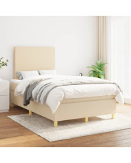Sommier à lattes de lit avec matelas Crème 120x200 cm Tissu | Mobilier & Déco