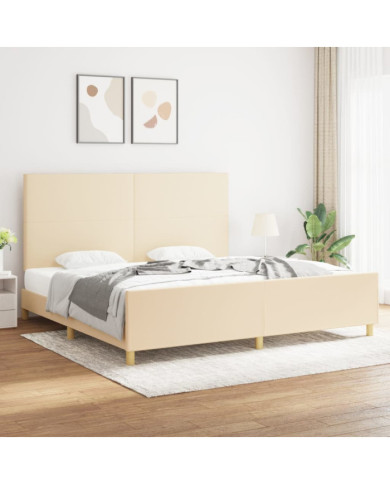 Cadre de lit sans matelas crème 200x200 cm tissu | Mobilier & Déco
