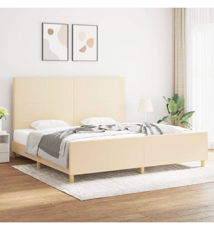 Cadre de lit sans matelas crème 200x200 cm tissu | Mobilier & Déco