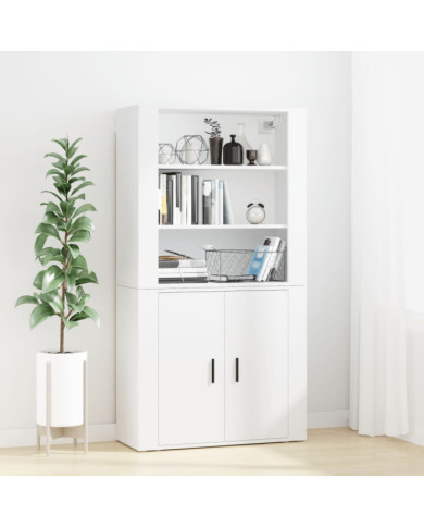 Buffet haut Blanc Bois d'ingénierie | Mobilier & Déco