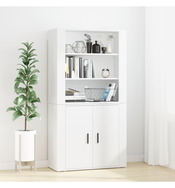 Buffet haut Blanc Bois d'ingénierie | Mobilier & Déco