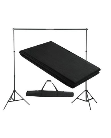 Système de support de toile de fond 300 x 300 cm Noir | Mobilier & Déco