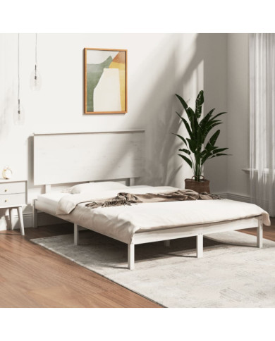 Cadre de lit sans matelas blanc 120x200 cm bois de pin massif | Mobilier & Déco