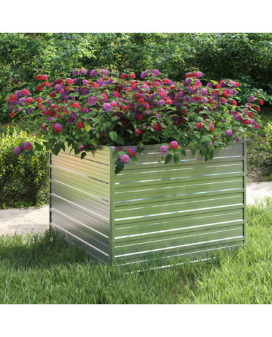 Lit surélevé de jardin 100x100x77 cm Acier galvanisé Argenté | Mobilier & Déco