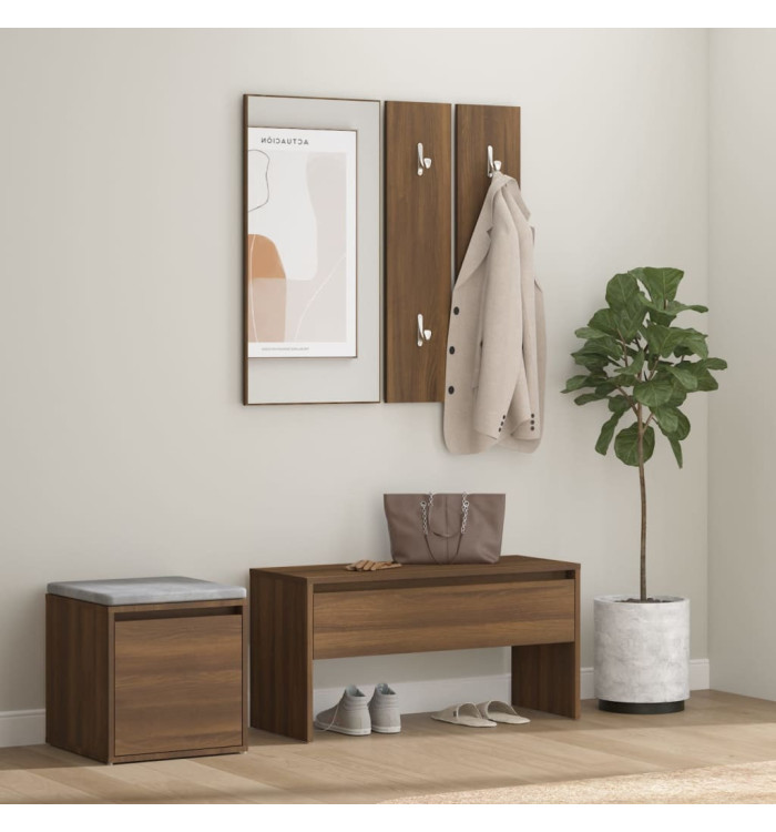 Ensemble de meubles de couloir Chêne marron Bois d'ingénierie | Mobilier & Déco