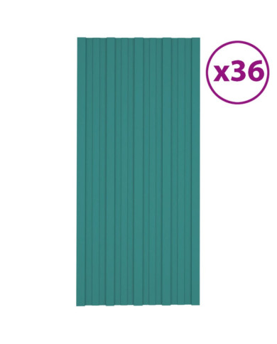 Panneaux de toiture 36 pcs Acier galvanisé Vert 100x45 cm | Mobilier & Déco
