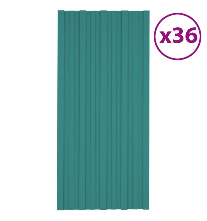 Panneaux de toiture 36 pcs Acier galvanisé Vert 100x45 cm | Mobilier & Déco