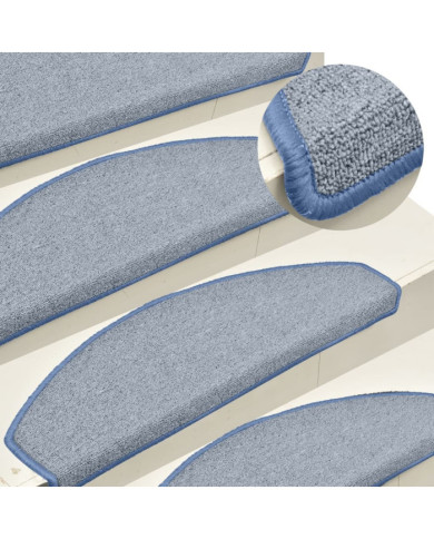 Tapis de marches d'escalier 15 pcs Gris clair et bleu 65x24x4cm | Mobilier & Déco