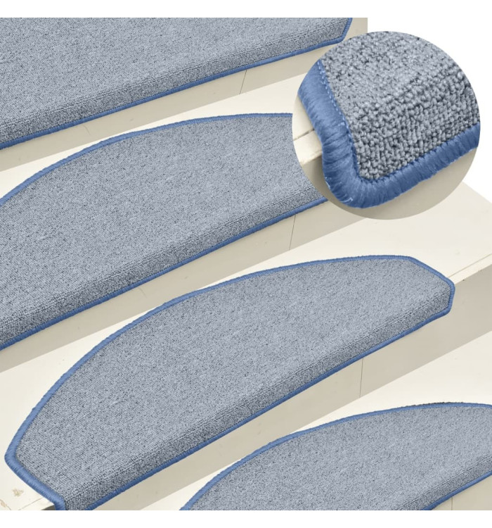 Tapis de marches d'escalier 15 pcs Gris clair et bleu 65x24x4cm | Mobilier & Déco