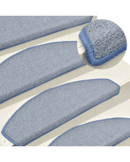 Tapis de marches d'escalier 15 pcs Gris clair et bleu 65x24x4cm | Mobilier & Déco