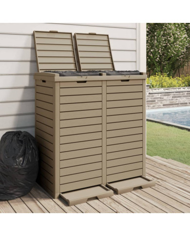 Poubelle d'extérieur marron clair 78x41x86 cm polypropylène | Mobilier & Déco