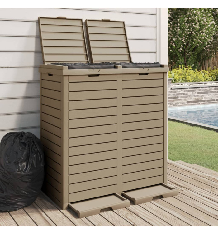 Poubelle d'extérieur marron clair 78x41x86 cm polypropylène | Mobilier & Déco