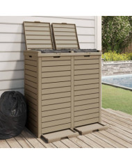 Poubelle d'extérieur marron clair 78x41x86 cm polypropylène | Mobilier & Déco