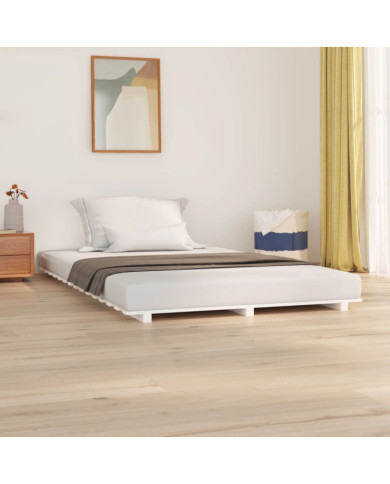 Cadre de lit sans matelas blanc 135x190 cm bois de pin massif | Mobilier & Déco