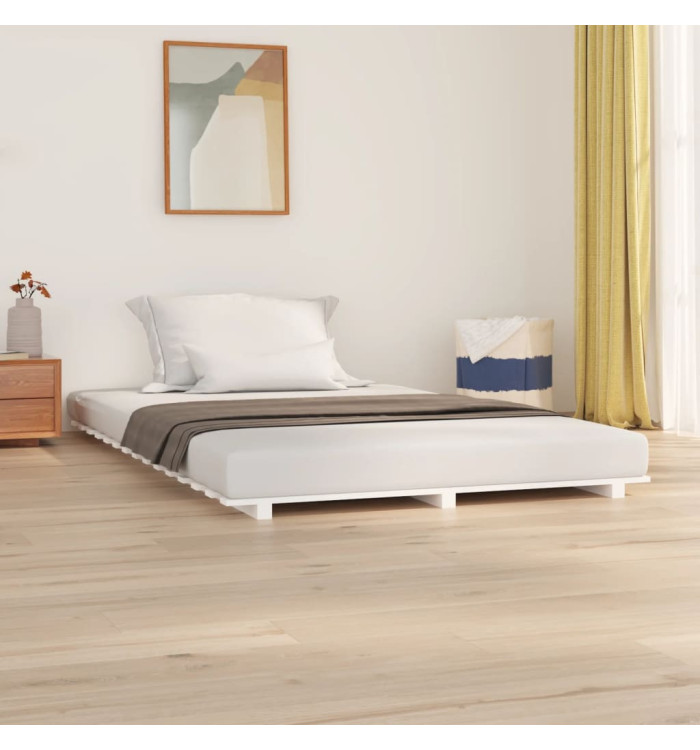 Cadre de lit sans matelas blanc 135x190 cm bois de pin massif | Mobilier & Déco