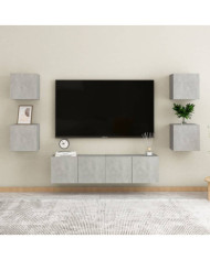 Ensemble de meubles TV 6 pcs Gris béton Bois d'ingénierie | Mobilier & Déco