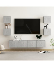 Ensemble de meubles TV 6 pcs Gris béton Bois d'ingénierie | Mobilier & Déco