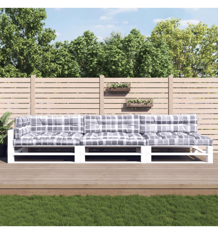 Coussins de palette lot de 7 motif de carreaux gris tissu | Mobilier & Déco