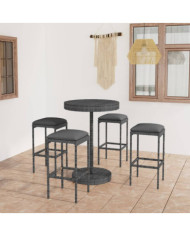 Ensemble de bar de jardin 5 pcs et coussins Résine tressée Gris | Mobilier & Déco