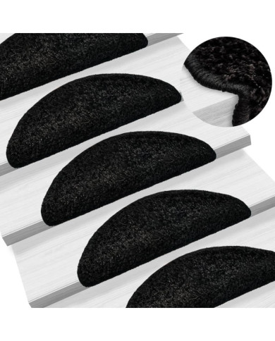 Tapis d'escalier 15 pcs noir 56x17x3 cm | Mobilier & Déco