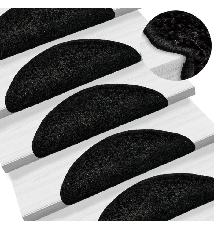 Tapis d'escalier 15 pcs noir 56x17x3 cm | Mobilier & Déco
