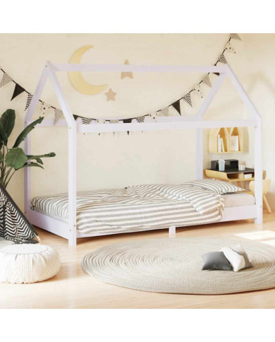 Cadre de lit d'enfant Blanc Bois de pin massif 80x160 cm | Mobilier & Déco