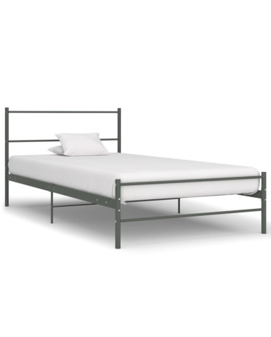Cadre de lit sans matelas gris métal 100x200 cm | Mobilier & Déco