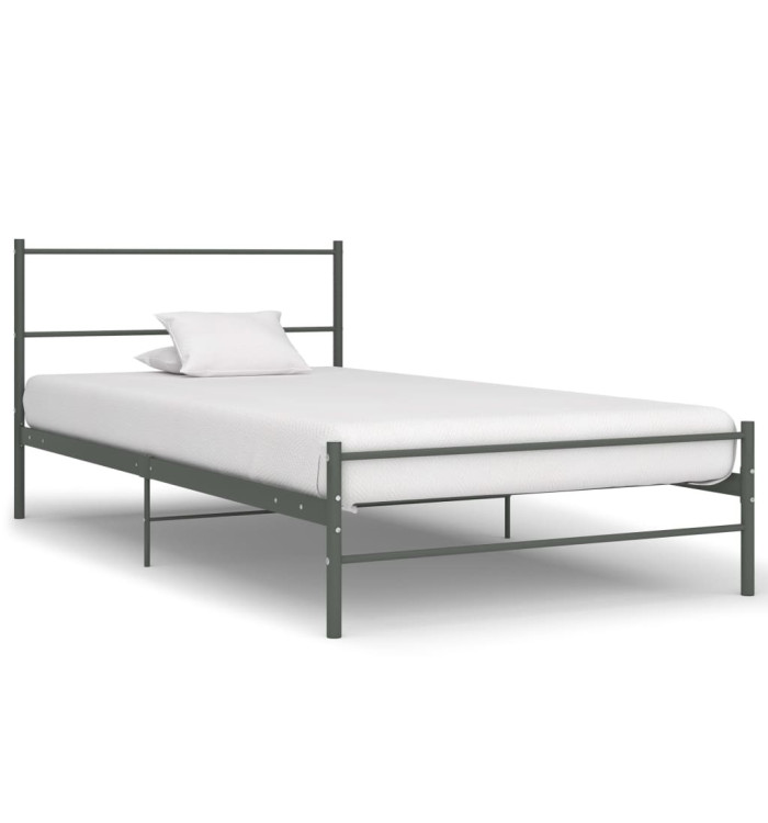 Cadre de lit sans matelas gris métal 100x200 cm | Mobilier & Déco