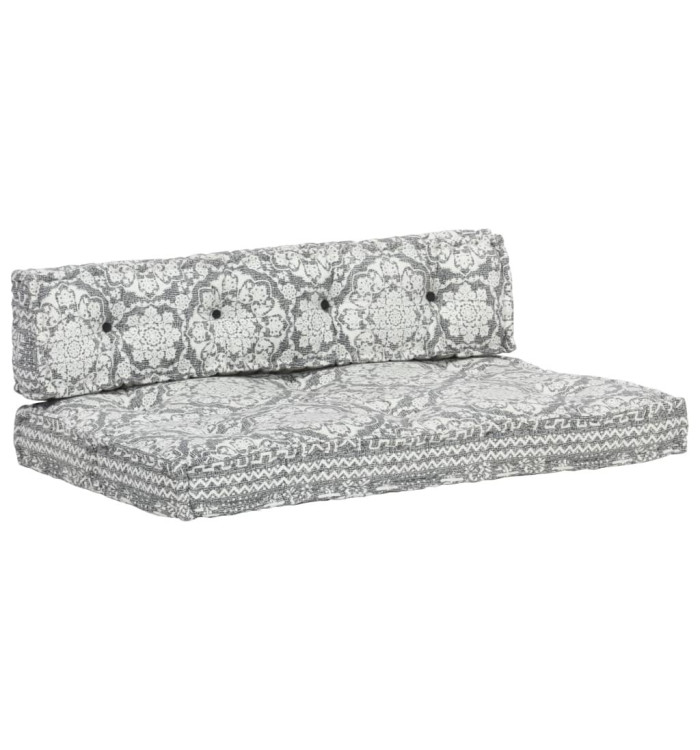 Coussin de canapé palette Gris clair Tissu Patchwork | Mobilier & Déco
