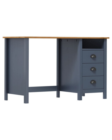 Bureau Hill avec 3 tiroirs Gris 120x50x74 cm Pin solide | Mobilier & Déco
