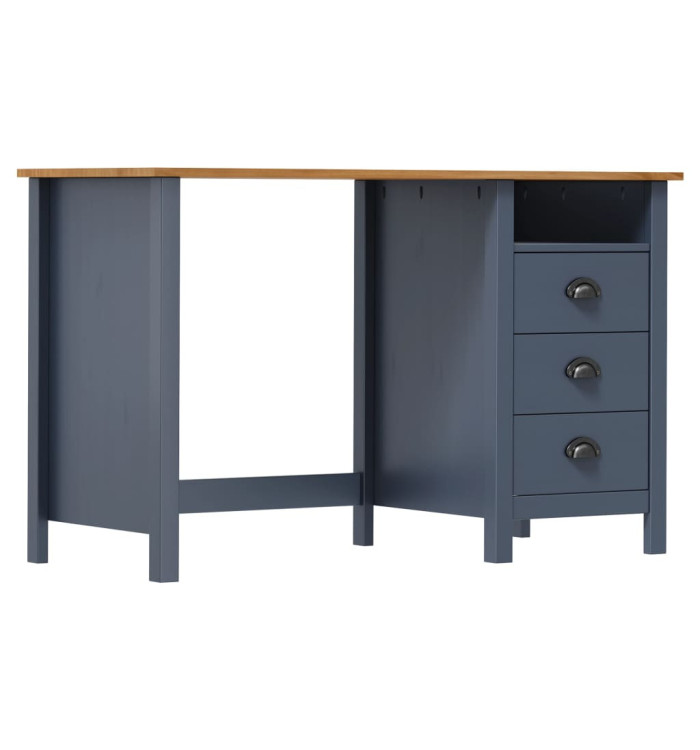 Bureau Hill avec 3 tiroirs Gris 120x50x74 cm Pin solide | Mobilier & Déco