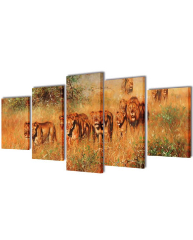 Set de toiles murales imprimées Lions 100 x 50 cm | Mobilier & Déco
