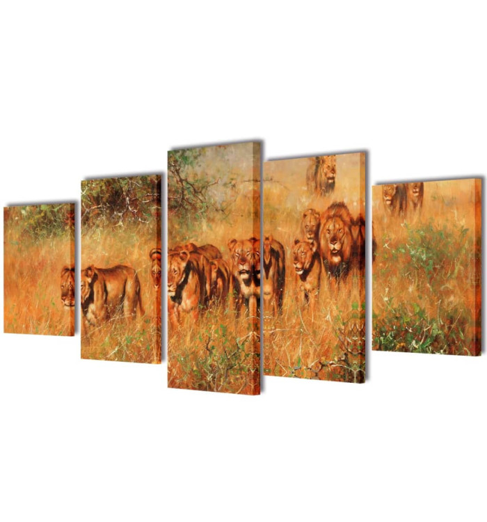 Set de toiles murales imprimées Lions 100 x 50 cm | Mobilier & Déco