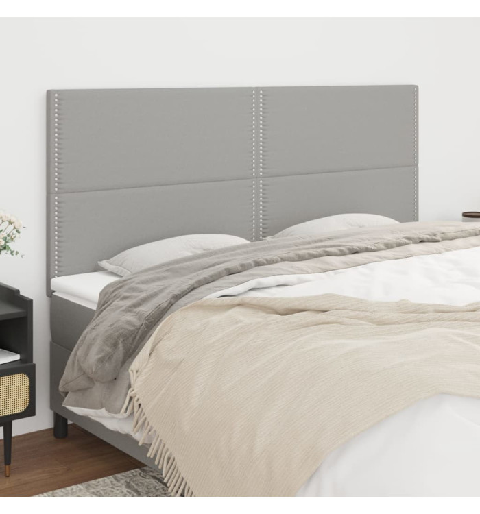 Têtes de lit 4 pcs Gris clair 90x5x78/88 cm Tissu | Mobilier & Déco