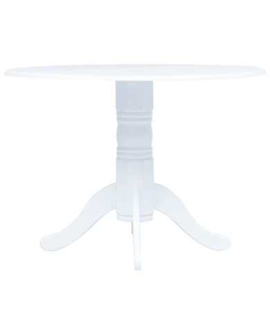 Table à manger Blanc 106 cm Bois d'hévéa massif | Mobilier & Déco