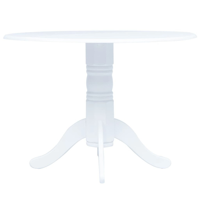 Table à manger Blanc 106 cm Bois d'hévéa massif | Mobilier & Déco