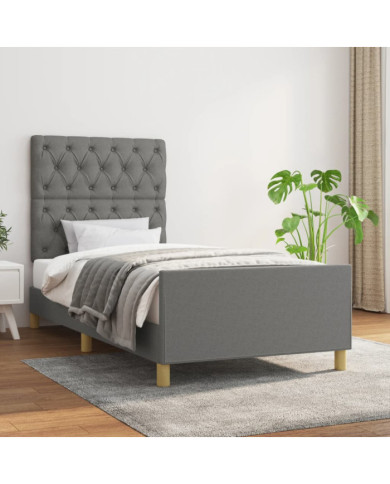 Cadre de lit sans matelas gris foncé 80x200 cm tissu | Mobilier & Déco